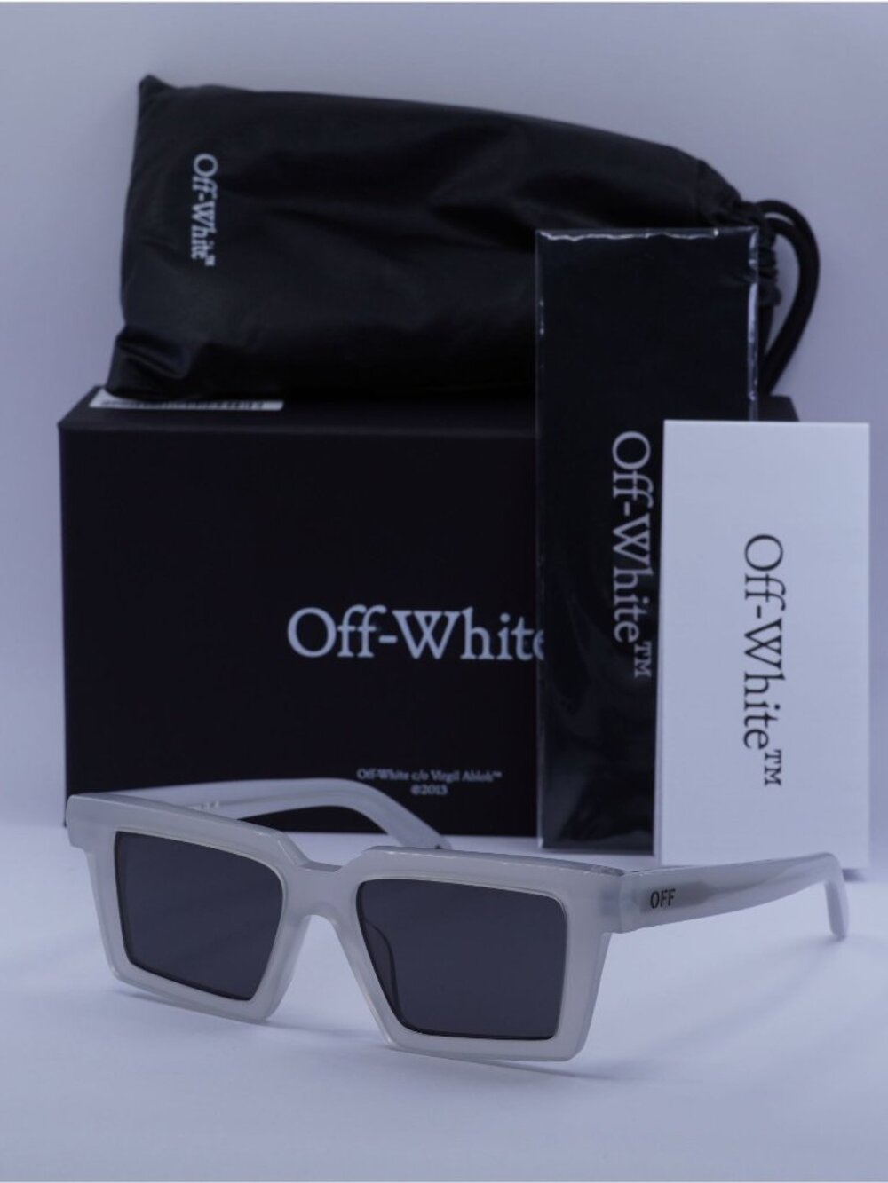 Off-White OERI142 WINDSOR 0907 Square Sunglasses – Shiny Grey / Dark Grey
